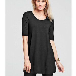 Eileen Fisher - the OG - Scoop Neck Tunic in Viscose Jersey, Black, Large